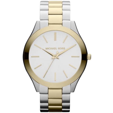 michael kors mini slim runway two tone watch|michael kors oversized runway watch.